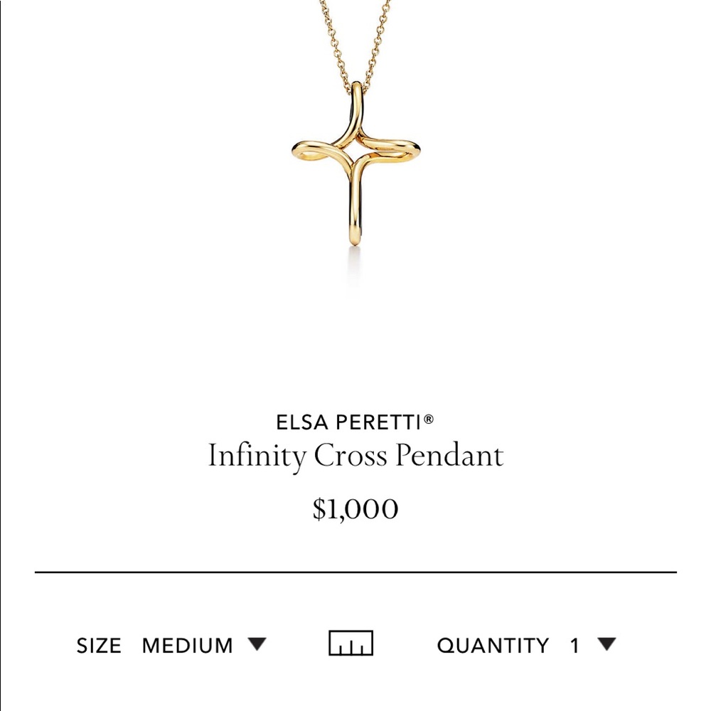 Tiffany Elsa Peretti Infinity Cross Gold Necklace